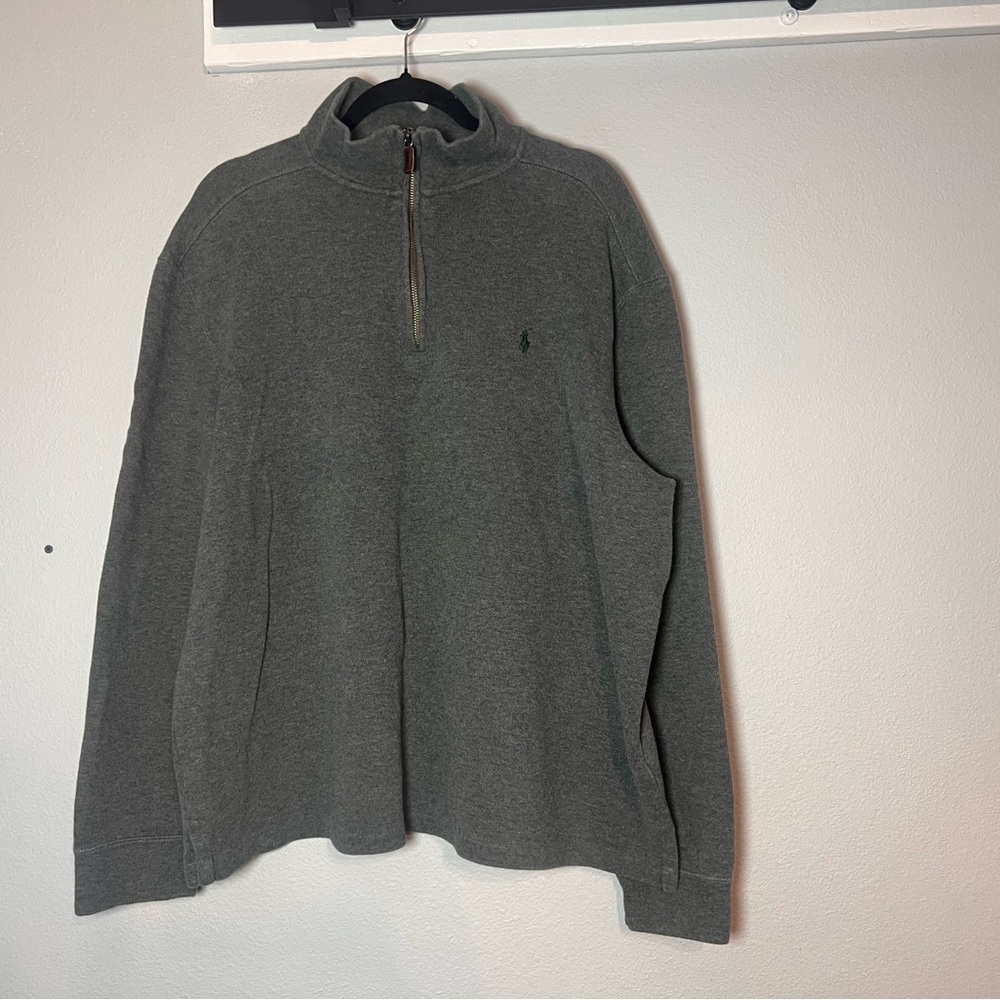 Polo by Ralph Lauren Quarter Zip Sweater Gray Mens Size XXL Embroidered Pony